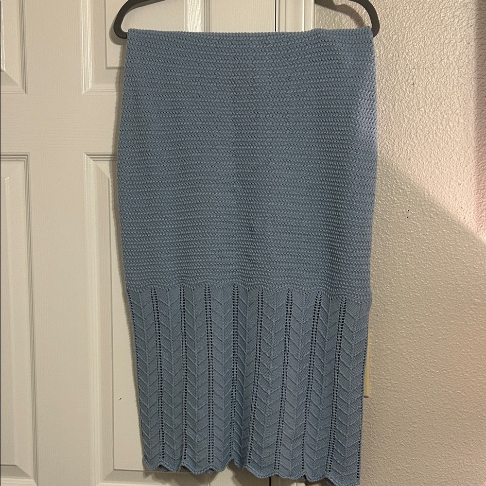 French Connection Light Blue Knit Pencil Skirt